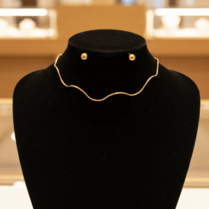 Conjunto Choker Onda e Ponto Dourado