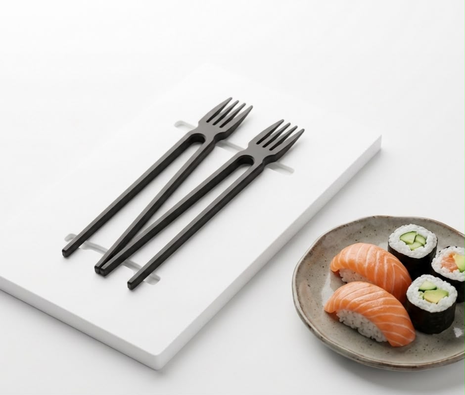 Hashi com Garfo Integrado Garfoshi – Design Inteligente em Impressão 3D - Imagem 3