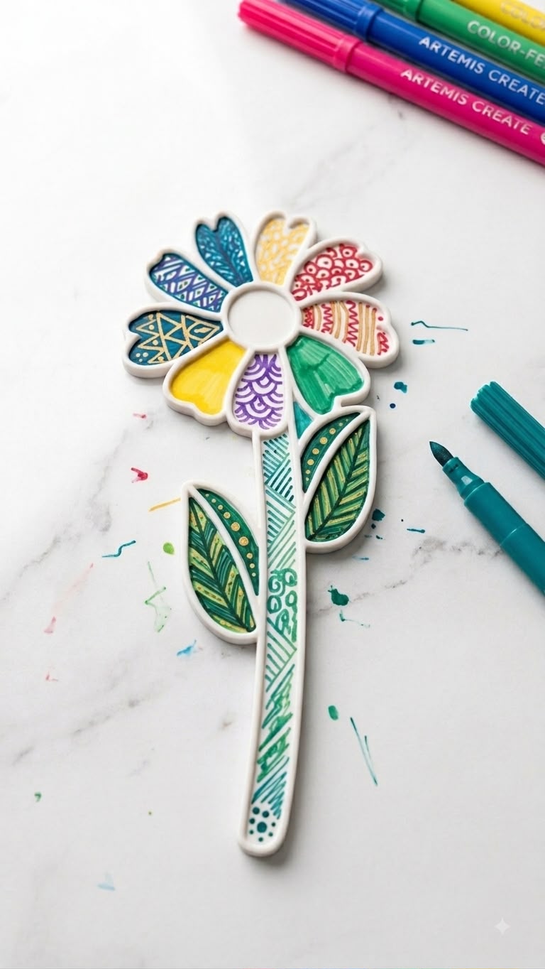 Conjunto de Artesanato para   colorir - Com 02 Flores
